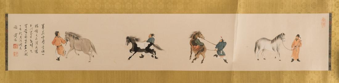 CHINESE PAINTING SCROLL OF MAN & HORSE (1 of 10)