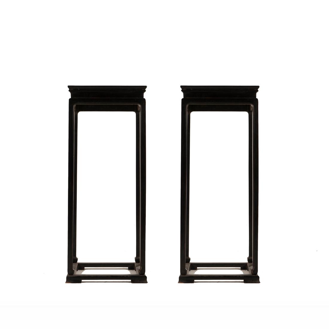 A PAIR OF ZITAN SQUARE TOP PLANT STANDS (1 of 10)
