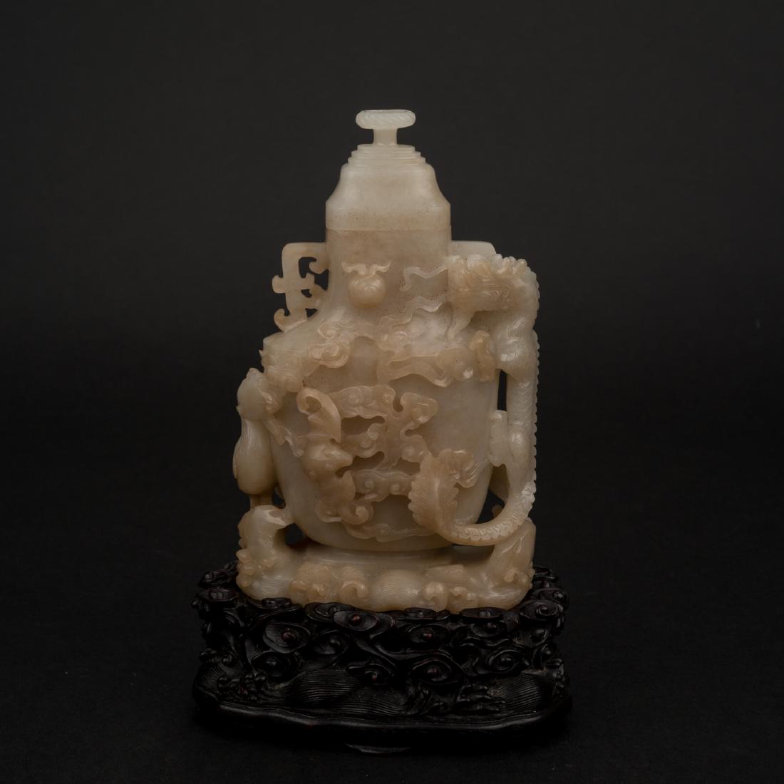 CHINESE JADE COVERED URN WITH BIRDS MOTIF (1 of 8)
