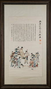 1945, FRAMED ZHANG DAQIAN COCKERELS FIGHT PAINTING: Zhang Daqian (張大千; 1899-1983) Framed Chinese traditional painting, ink and color on paper laid to silk, signed and dated. In the Eighth month of Yiyou year (ca. 1945) A Lively thr