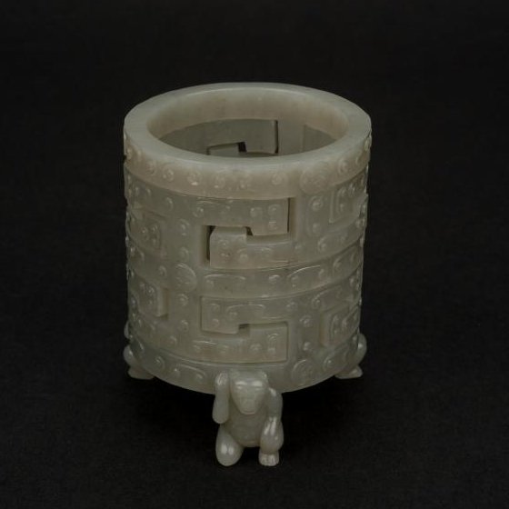 INTERLOCKING KEYFRET CARVED JADE CENSER (1 of 6)
