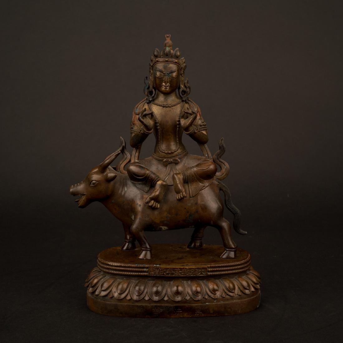 QING DYNASTY BRONZE BUDDHA OF KRISHNA RIDES A CATTLE (1 of 16)