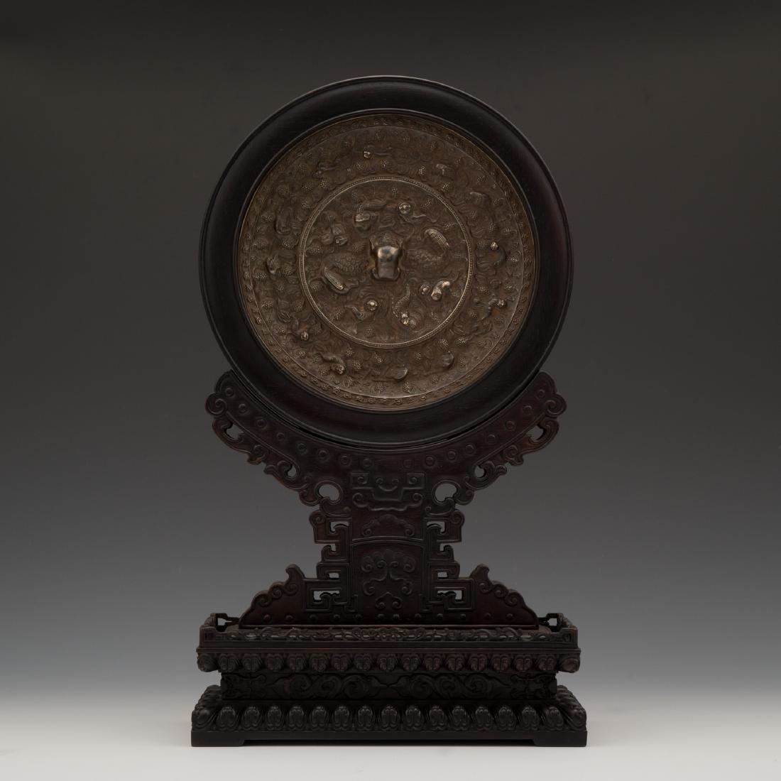 ANTIQUE BRONZE MIRROR TABLE SCREEN (1 of 5)