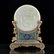 WHITE JADE ROUND TABLE SCREEN & CLOISONNE STAND - 4