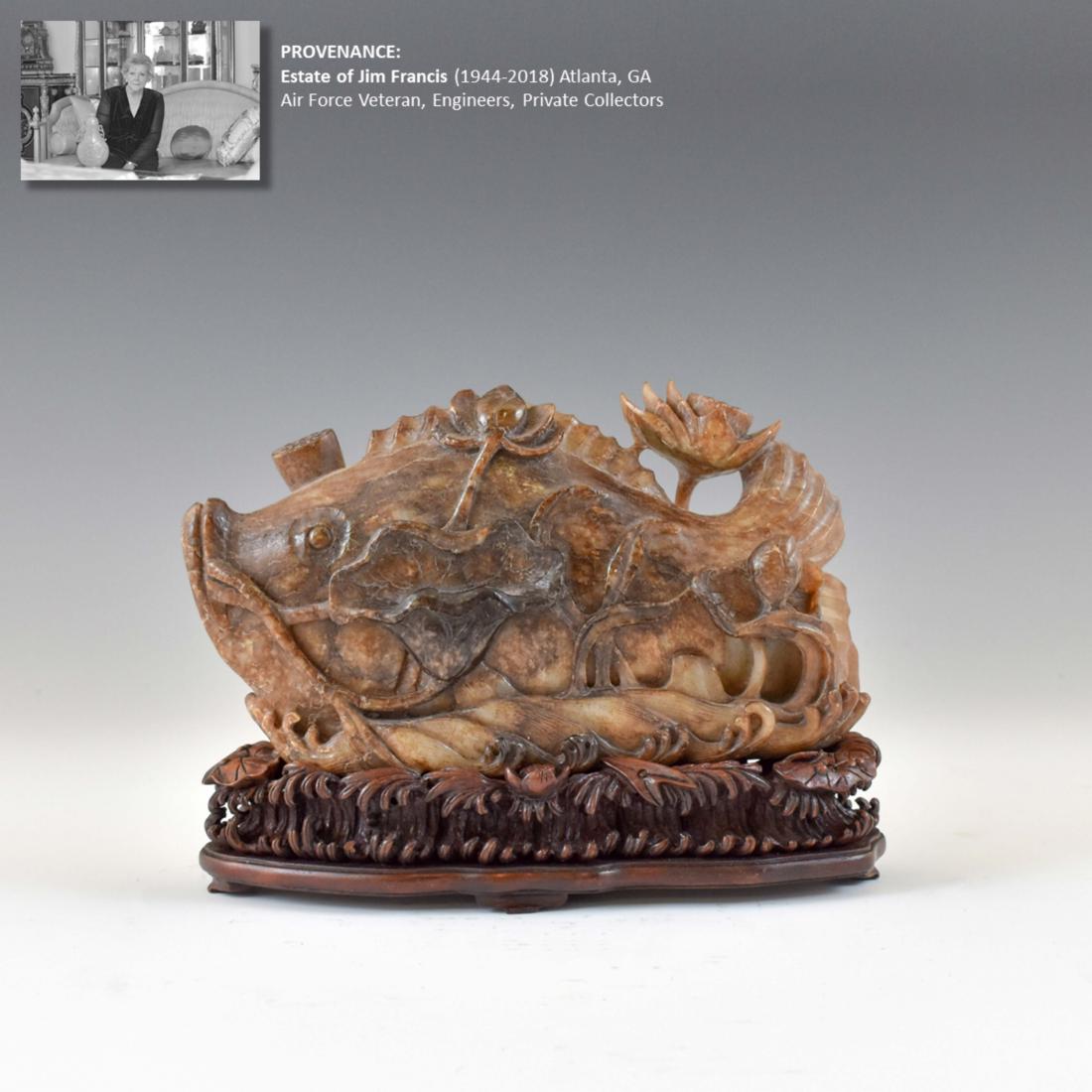 MING DYNASTY JADE CARVED FISH ON STAND (1 of 11)