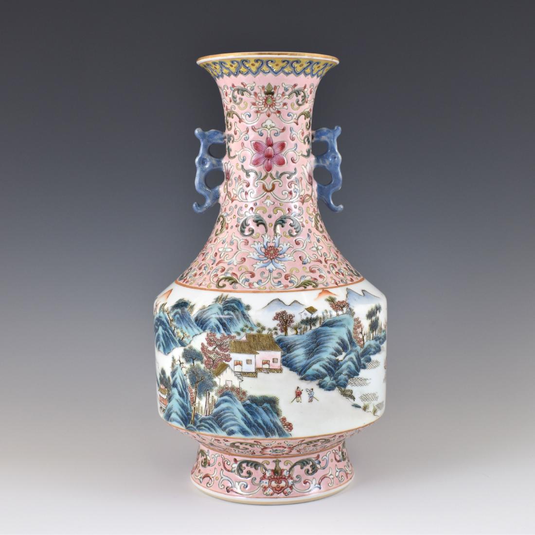 QIANLONG OPEN FACE FAMILLE ROSE AMPHORA VASE (1 of 10)
