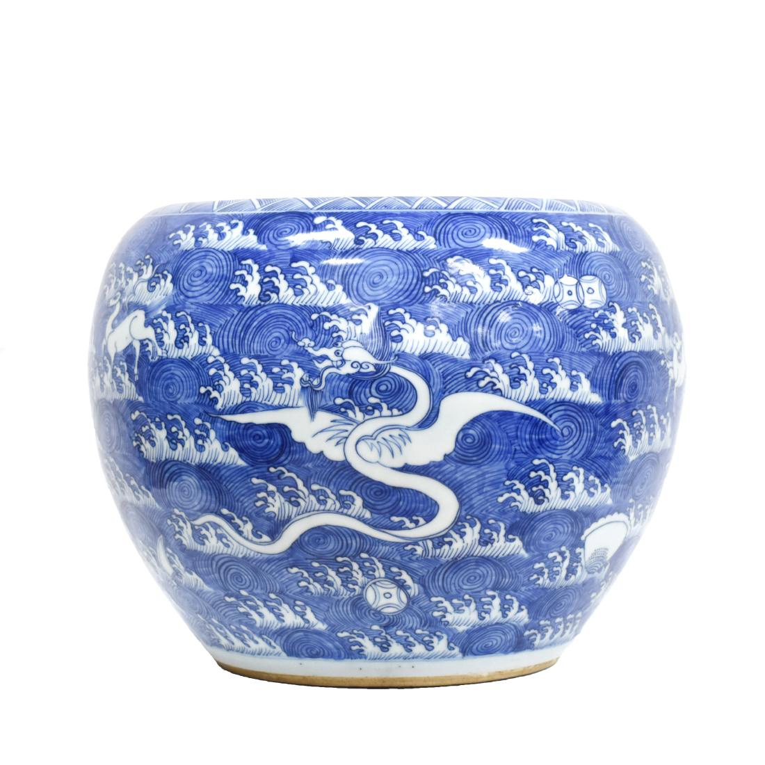 BLUE & WHITE DRAGON & QILIN MOTIF PLANT POT (1 of 13)