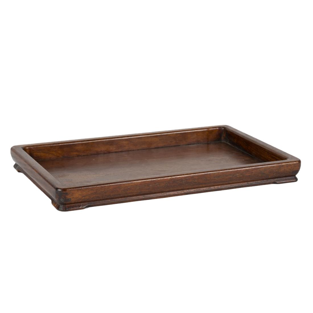CHINESE HUANGHUALI WINE TRAY: Chinese Qing Dynasty, Huanghuali tray hardwood. Chinese Huanghuali single tiers lunch box. The Rectangular smooth and dense Huanghuali wood creates the fine grained containers, slight short, flaring w