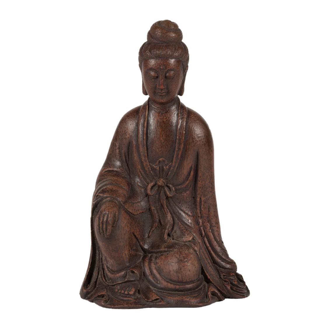 CARVED CHENXIANG SEATED GUANYIN: Chinese Finest ChenXiang Guanyin. Highly valued Chinese ChenXiang fragrance wood, aloes wood, also referred to ChenXiangMu or agarwood, diffuses a distinctive fragrance and hence it is highly treasure