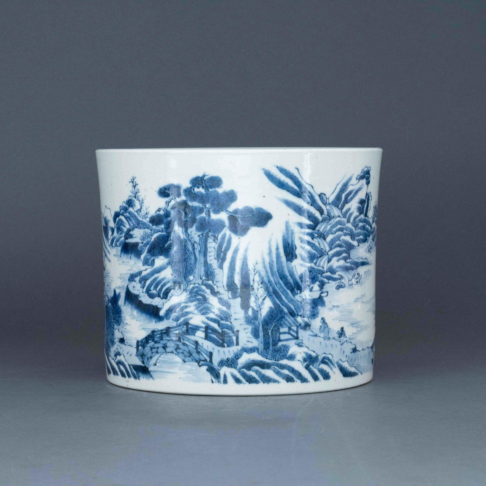 KANGXI BLUE & WHITE LANDSCAPE BRUSH POT (1 of 11)