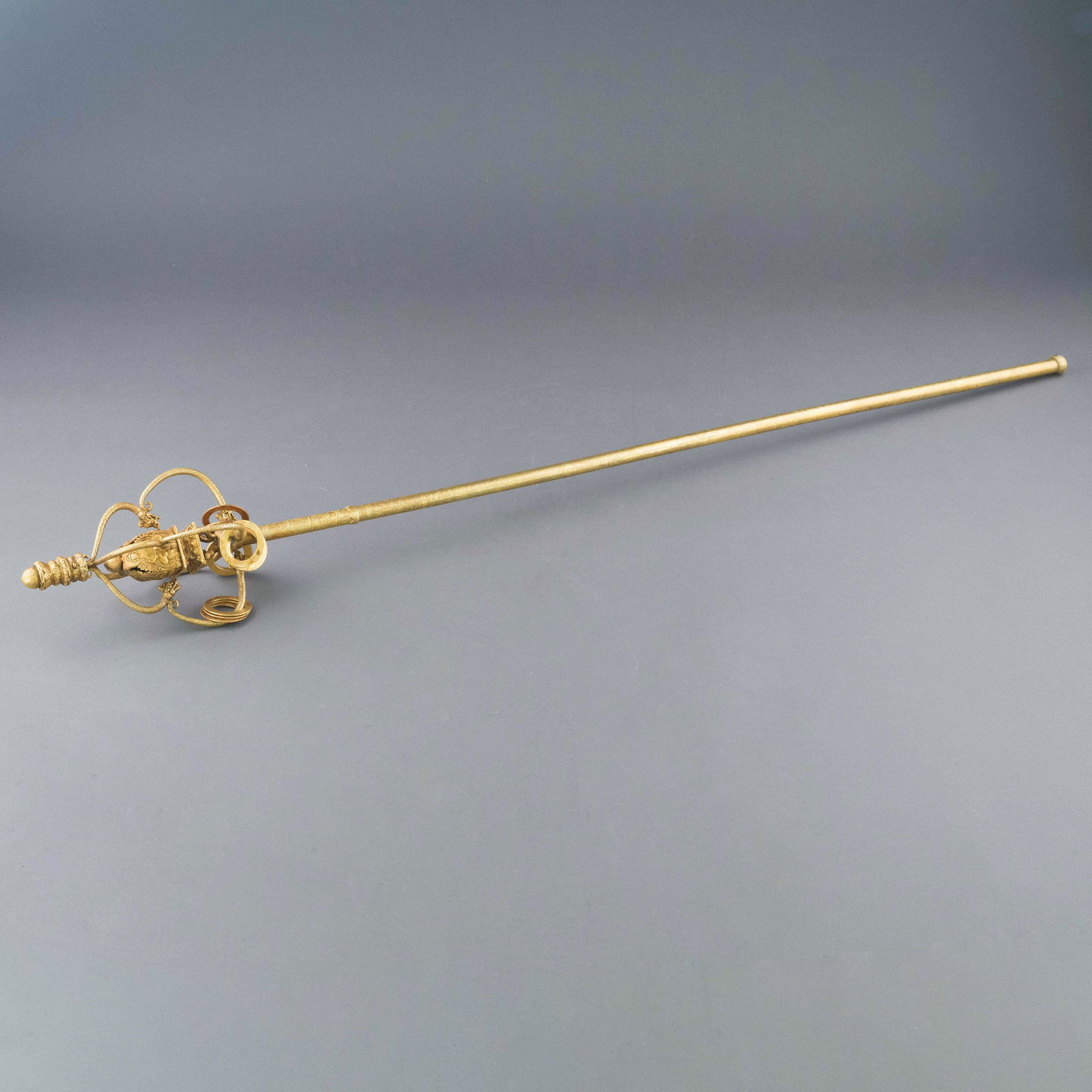 TANG DYNASTY GILT BRONZE MONK STAF (1 of 10)