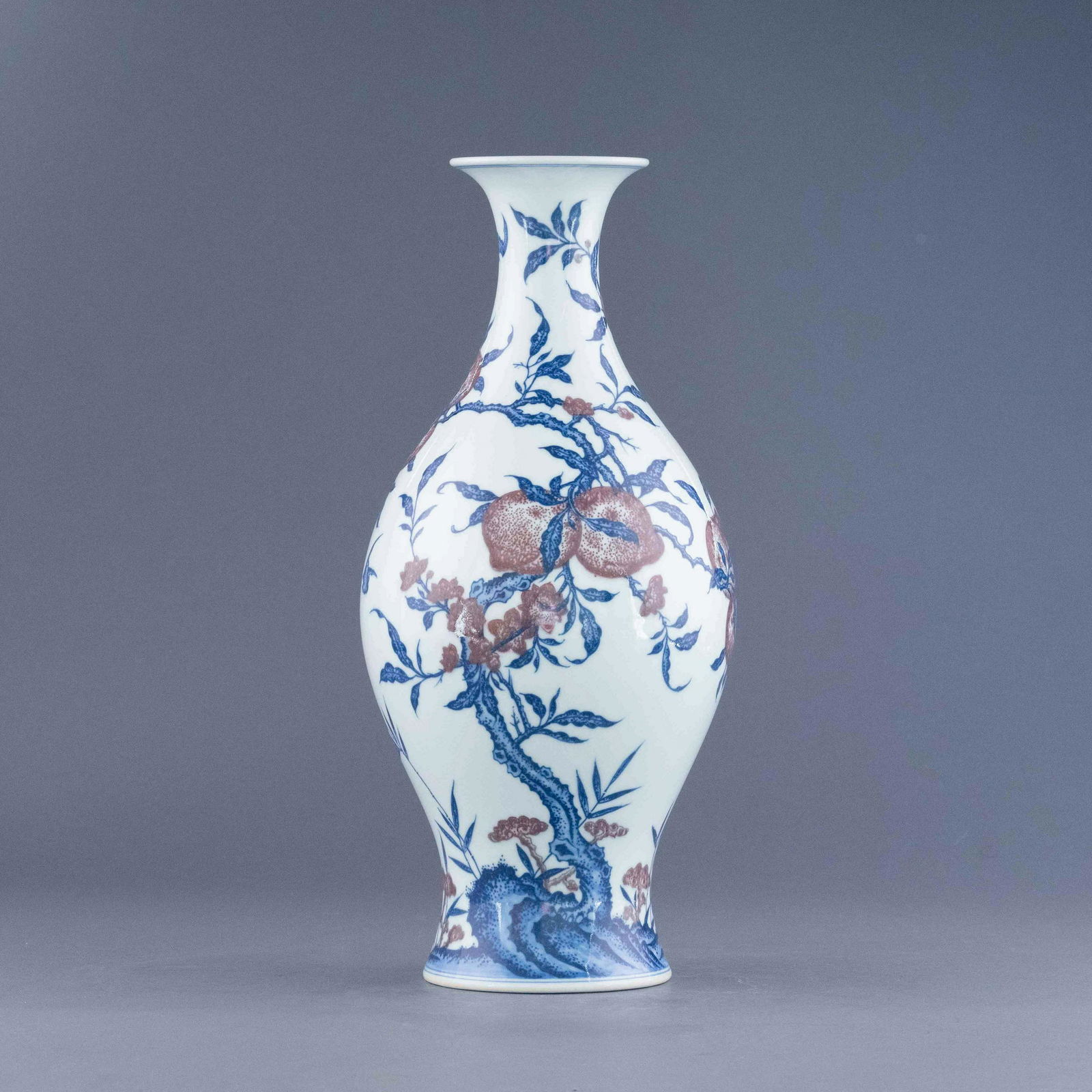 YONGZHENG BLUE & RED POMEGRANATE WILLOW VASE (1 of 9)