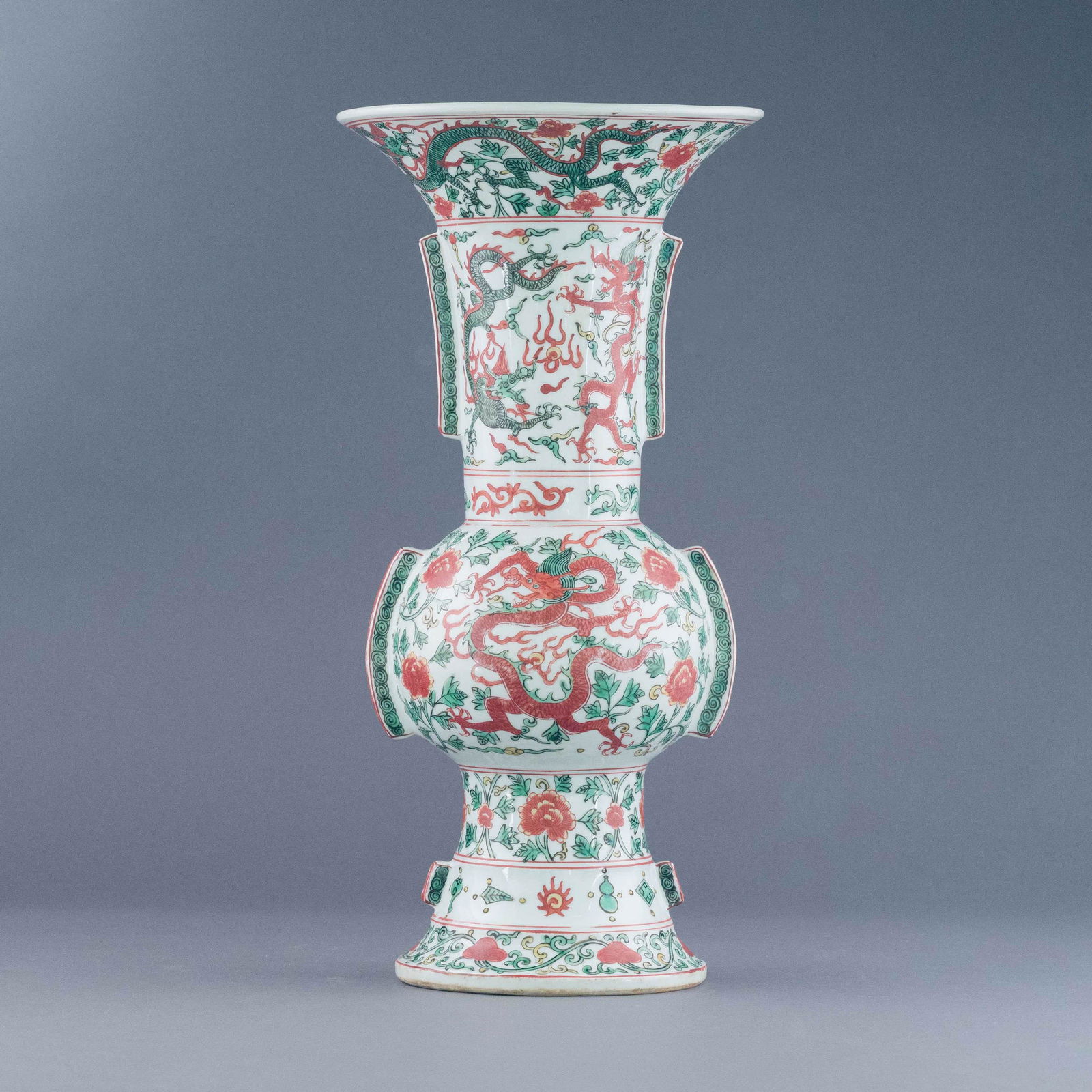 WANLI WUCAI DRAGON PORCELAIN  GU VASE (1 of 9)