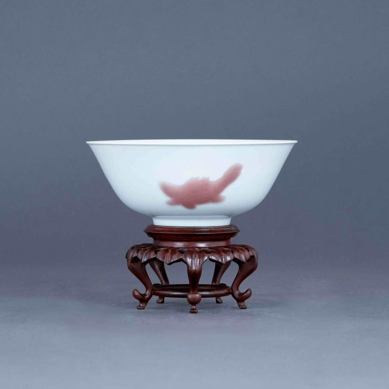 YONGZHENG RED CARP BOWL ON STAND (1 of 5)