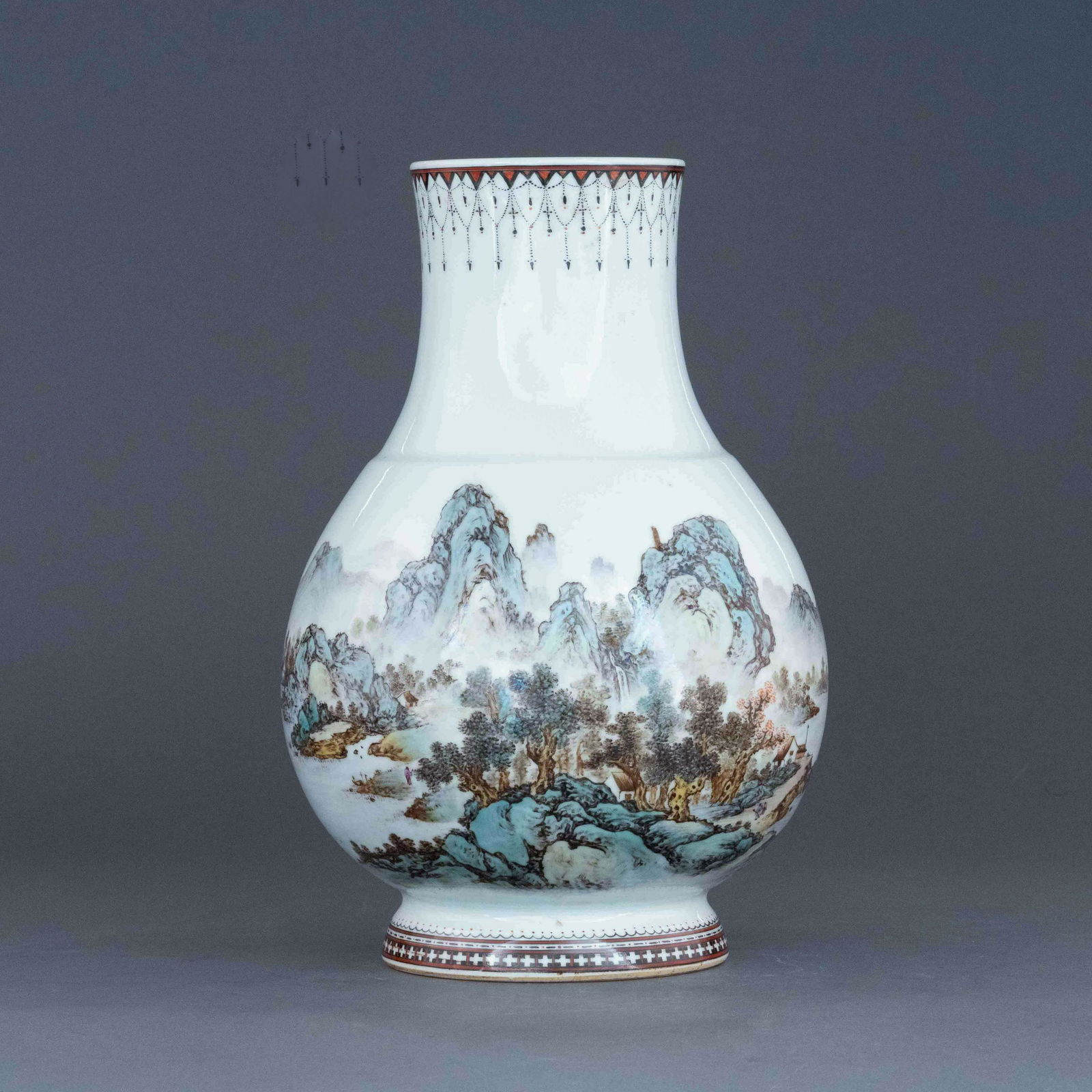 REPUBLIC POLYCHROME LANDSCAPE ZUN VASE (1 of 13)