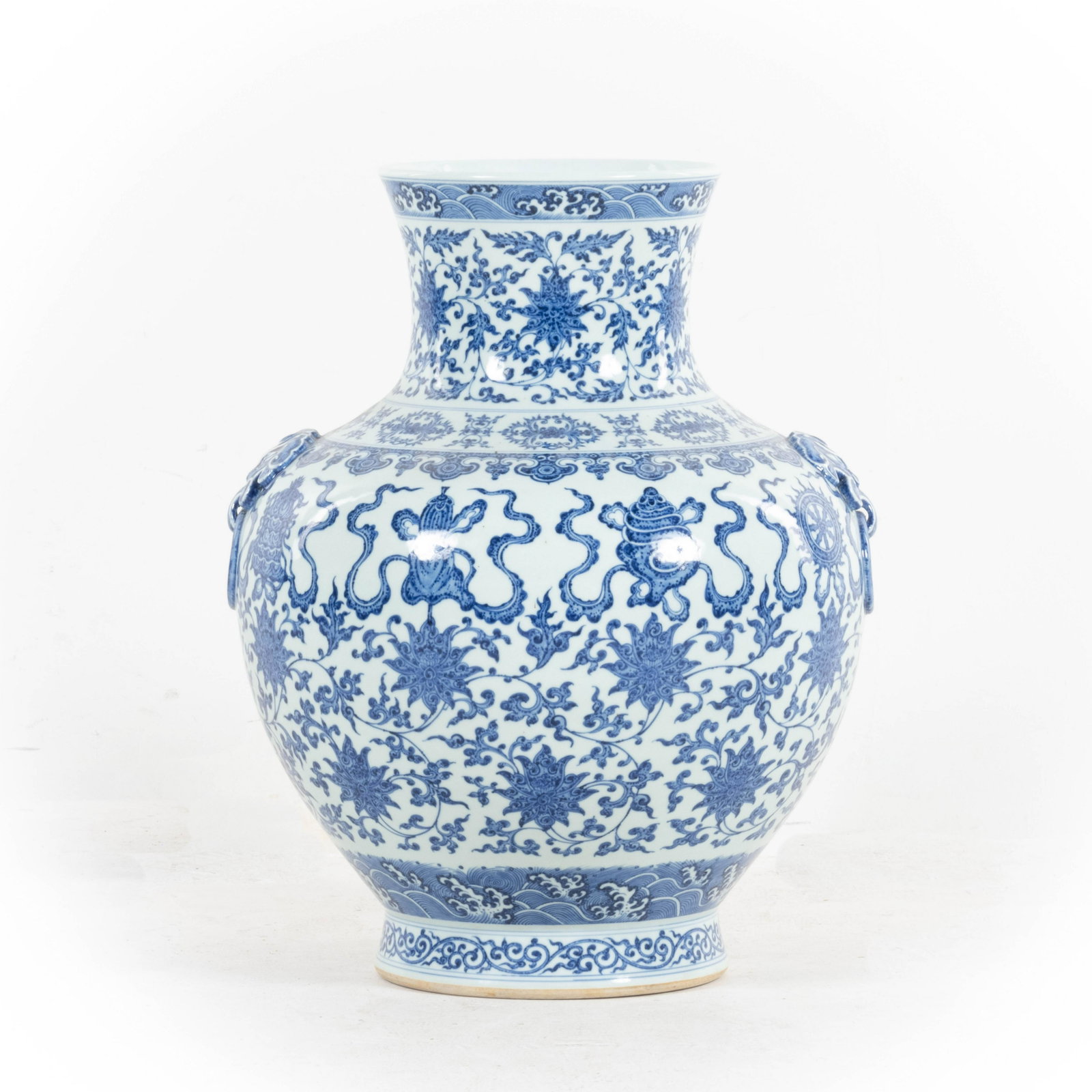 YONGZHENG BLUE & WHITE BAJIXIANG PHOENIX TAIL VASE: PROVENANCE: Stanley G Martin (1938-2019) of Marietta, GA . Stan attended High school in Albany, graduated from the University of Georgia and then entered the navy for 3 years. They moved to Atlanta wh