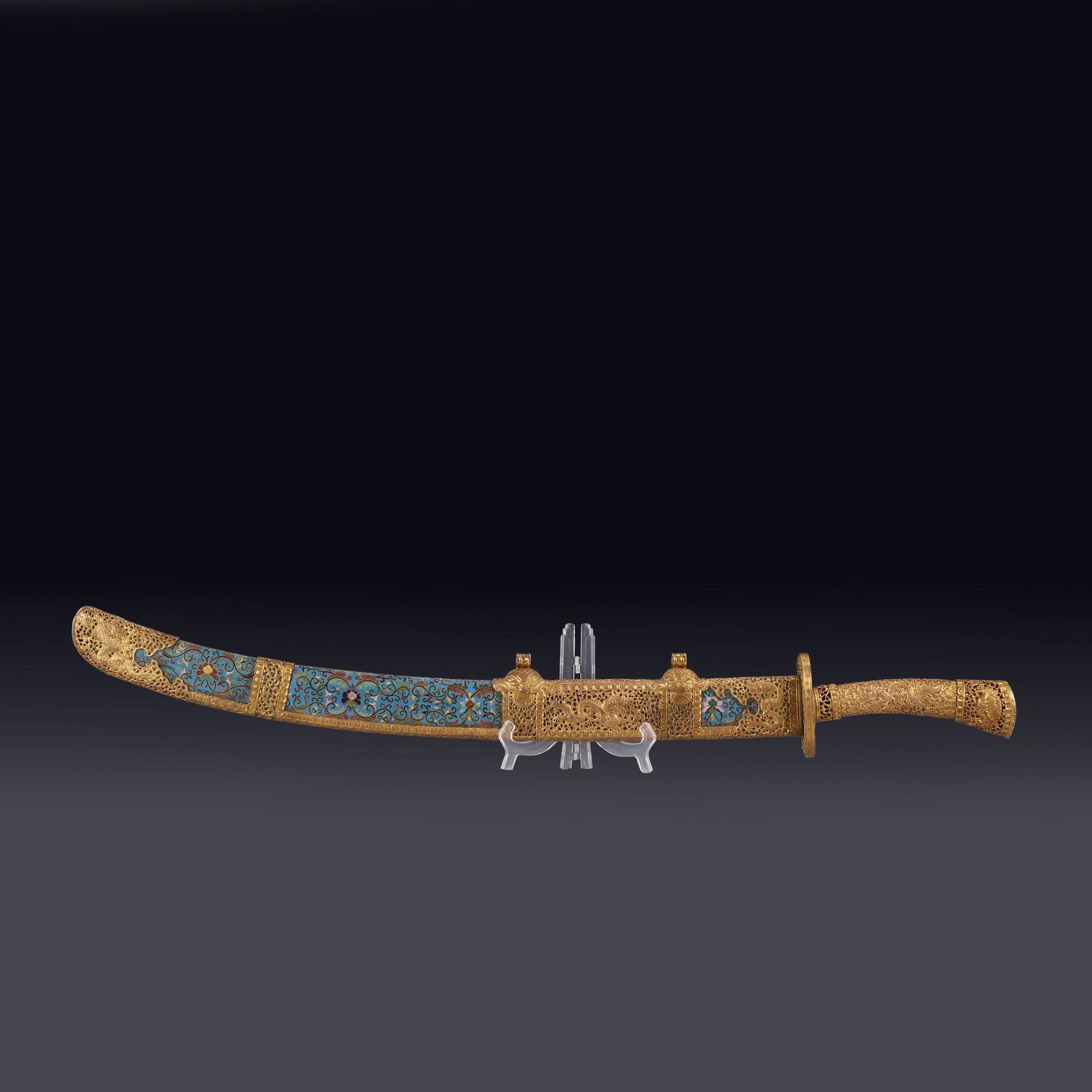 QING GILT BRONZE CLOISONNE SWORD (1 of 11)