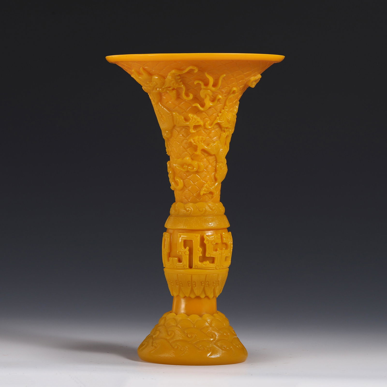 DRAGON RELIEF PEKING GLASS FLOWER GOBLET (1 of 9)