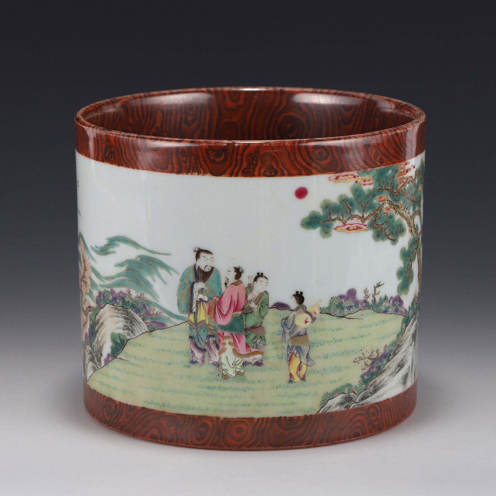 YONGZHENG FAMILLE ROSE FIGURATIVE & LANDSCAPE BRUSH POT (1 of 7)