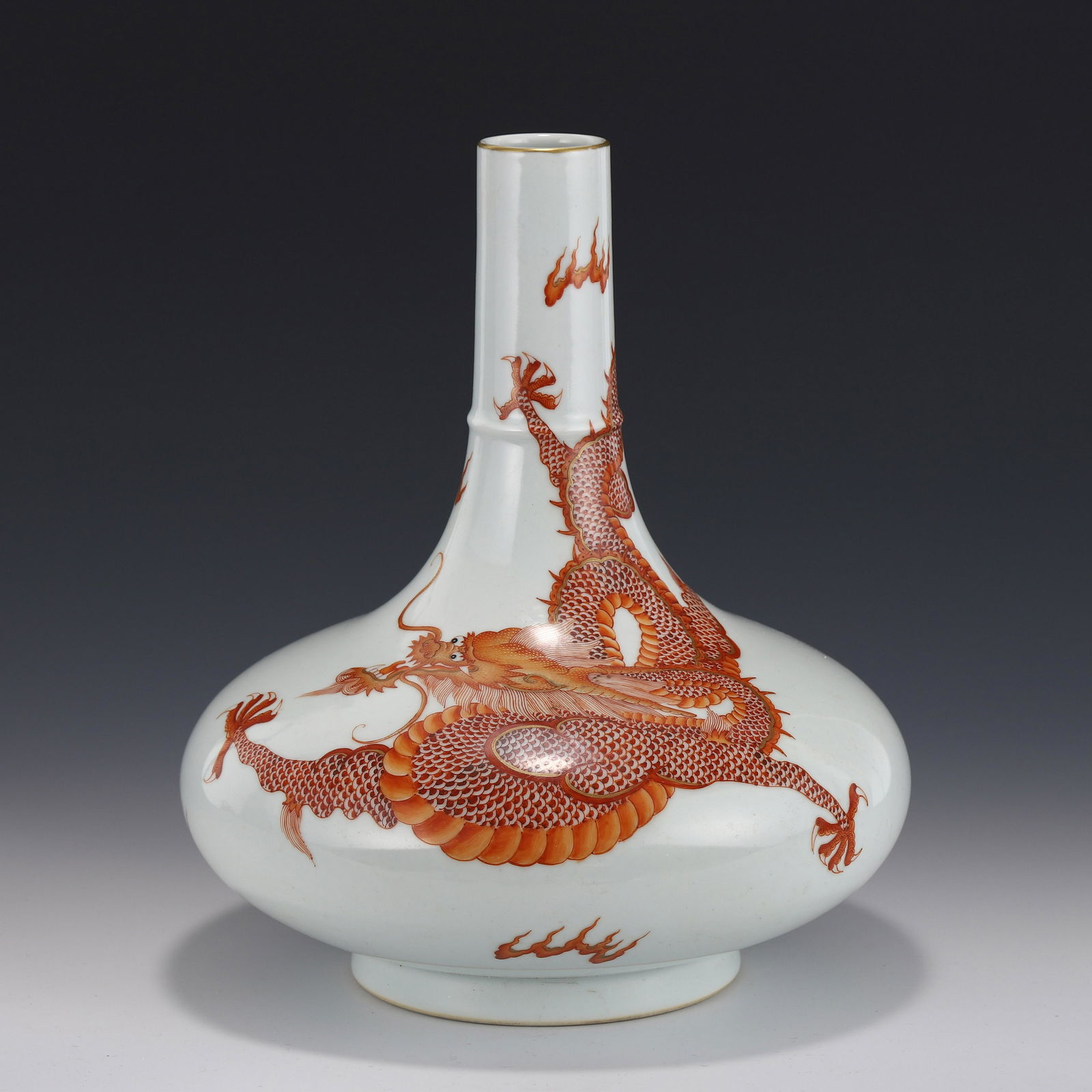 IRON RED DRAGON BOTTLE VASE (1 of 8)