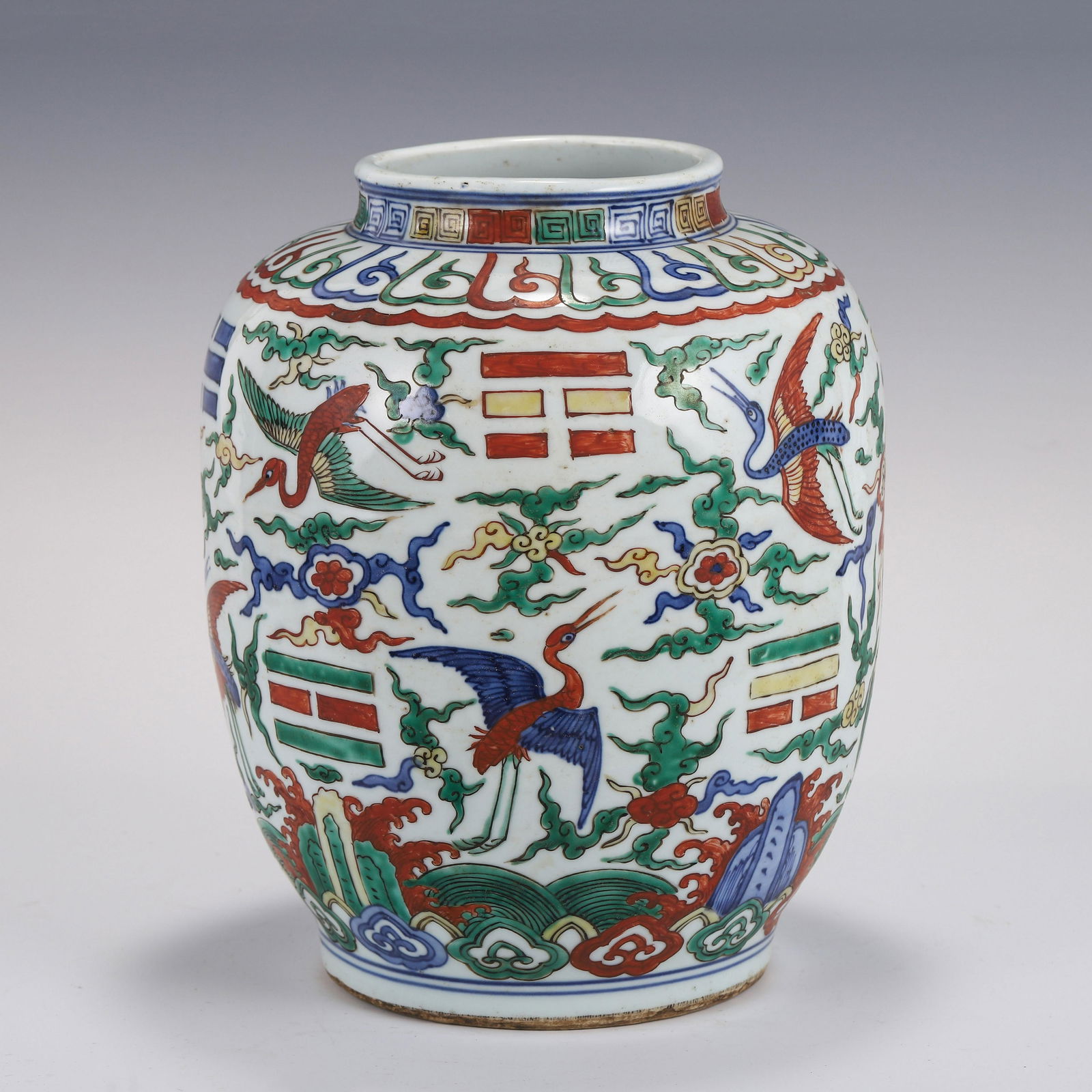 JIAJING WUCAI CRANES MOTIF JAR (1 of 9)