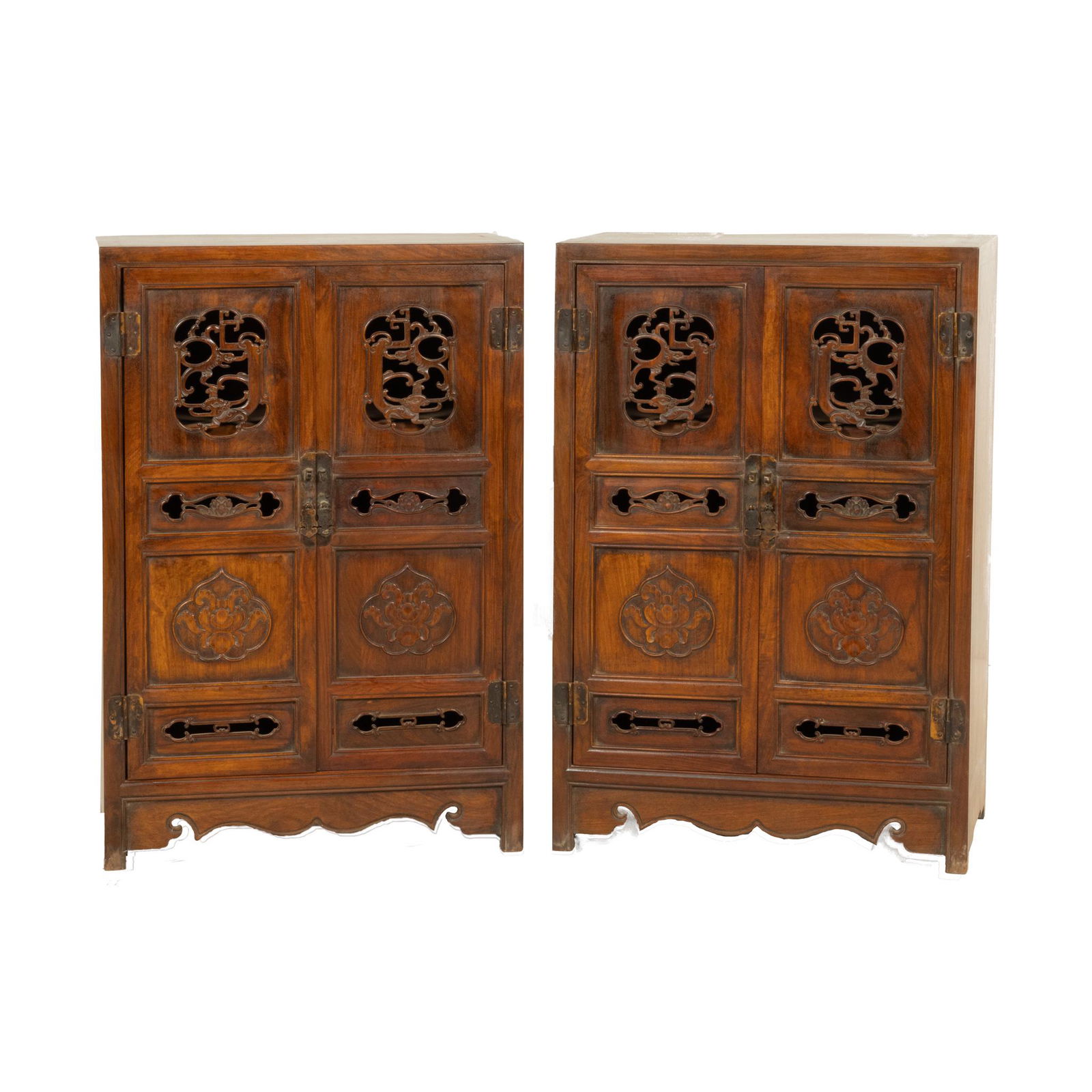 PAIR HUANGHUALI PIXIU DRAGON DOUBLE DOORS CABINETS (1 of 7)