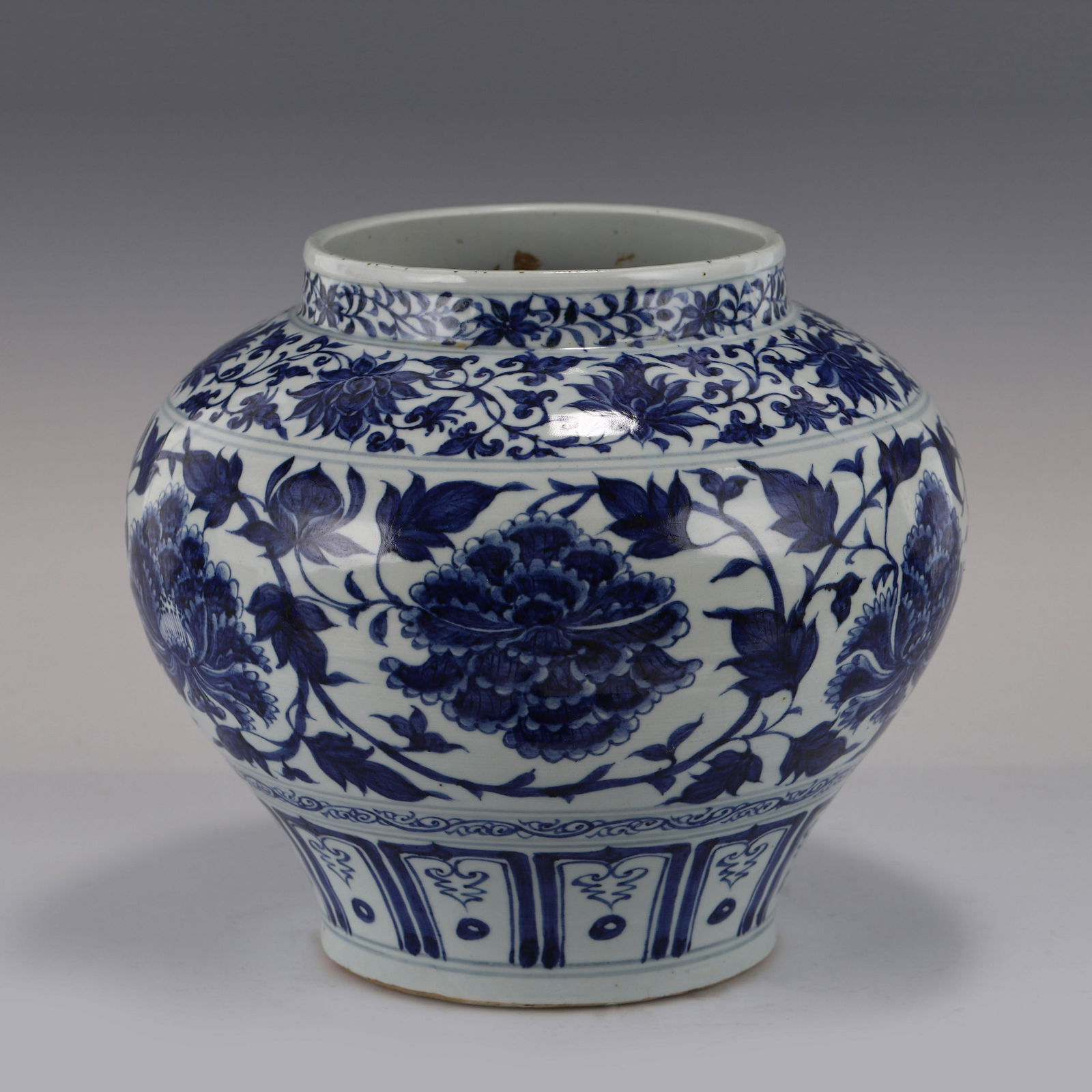 YUAN BLUE & WHITE FLOWER JAR (1 of 9)
