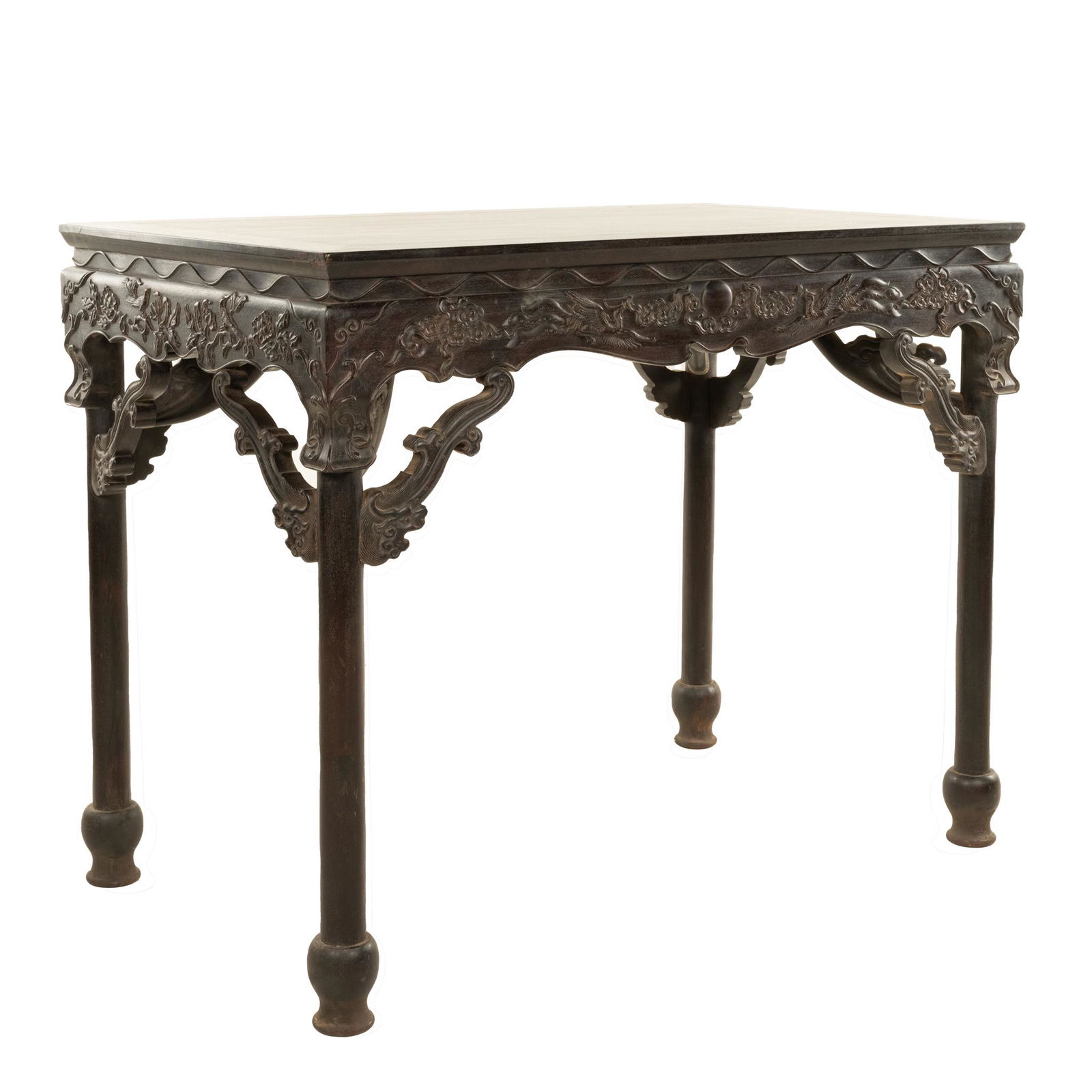 ANTIQUE ZITAN WAISTED TABLE IN OPEN WORK PHOENIX MOTIF (1 of 6)