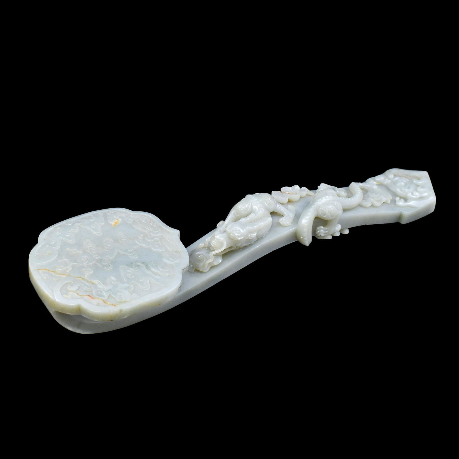 19TH C CHINESE DRAGON JADE RUYI SCEPTER (1 of 10)