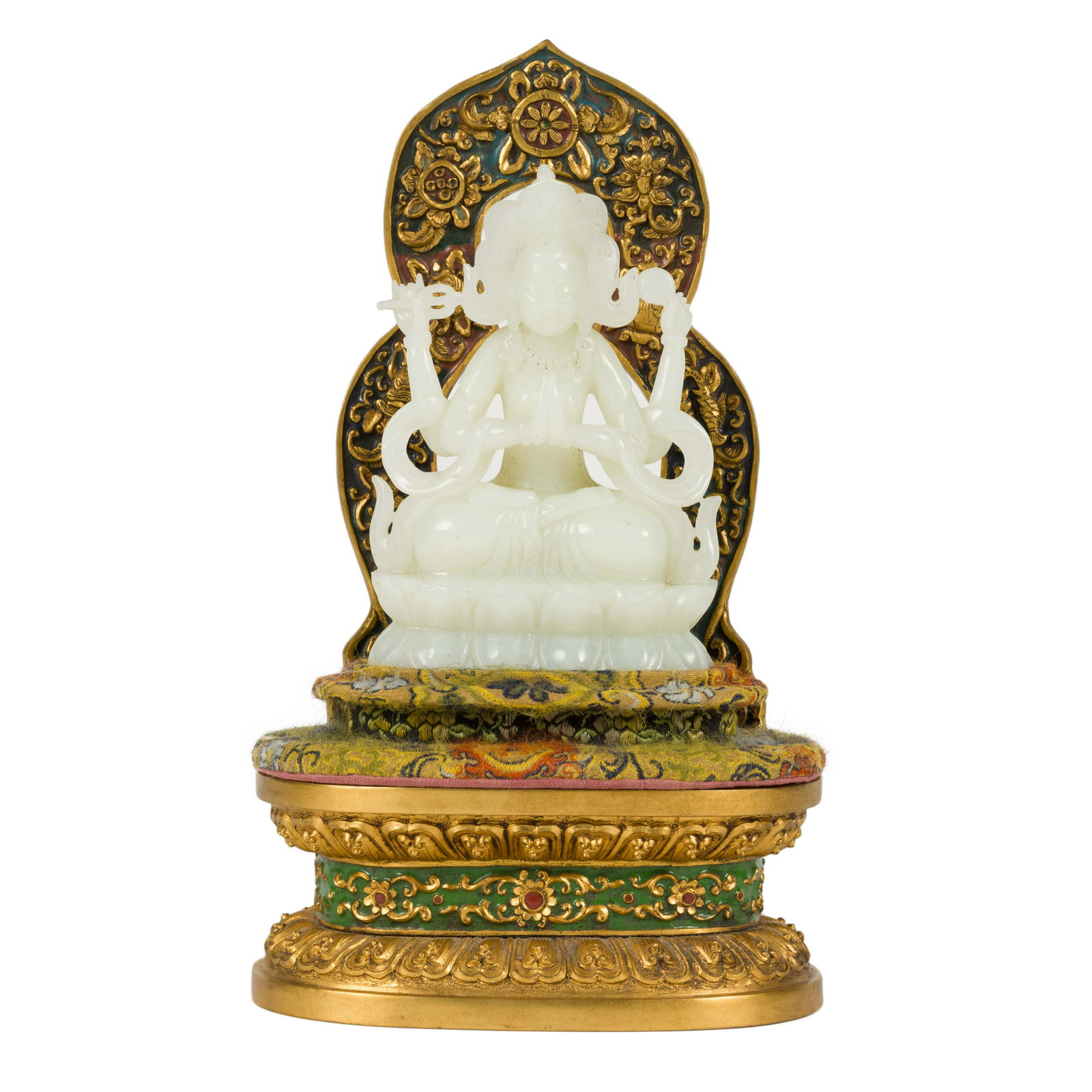 JADE GUANYIN ON GILT BRONZETHRONE & AUREOLE (1 of 6)