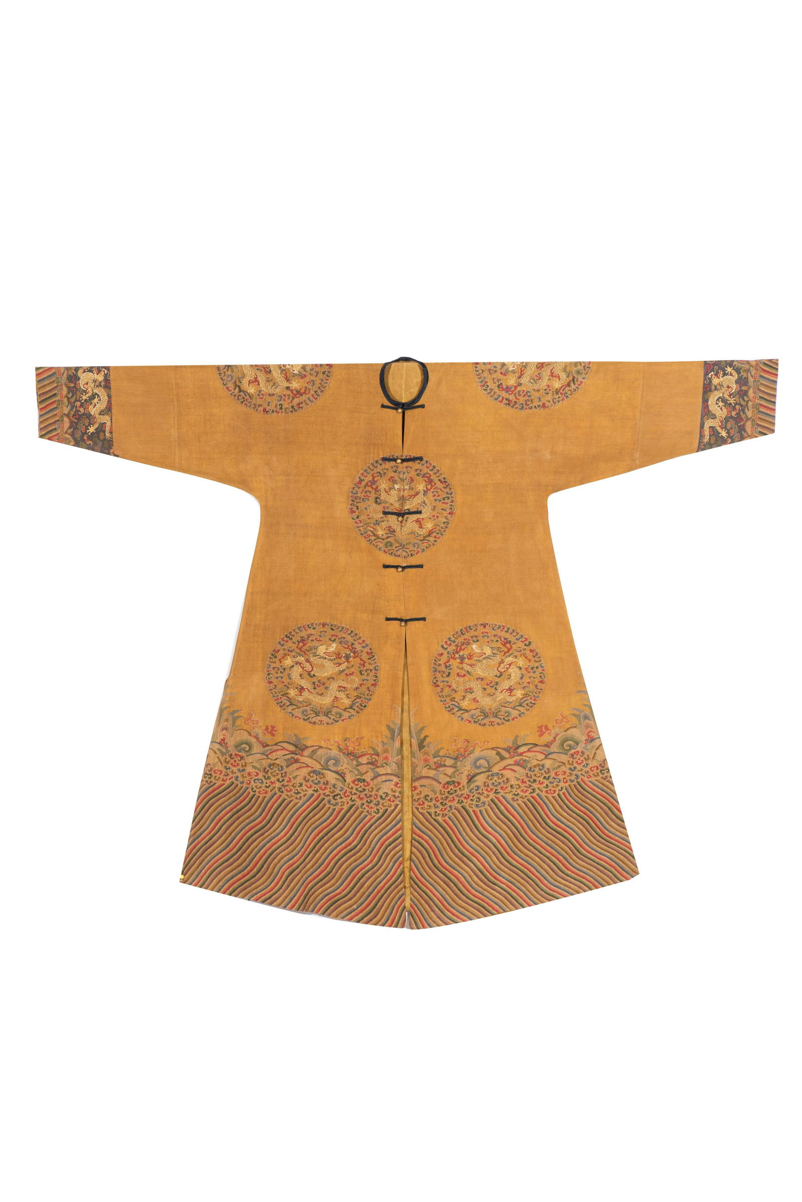 18TH/19TH C. DRAGON MEDALLIONS IMPERIAL SILK KESI ROBE (1 of 10)