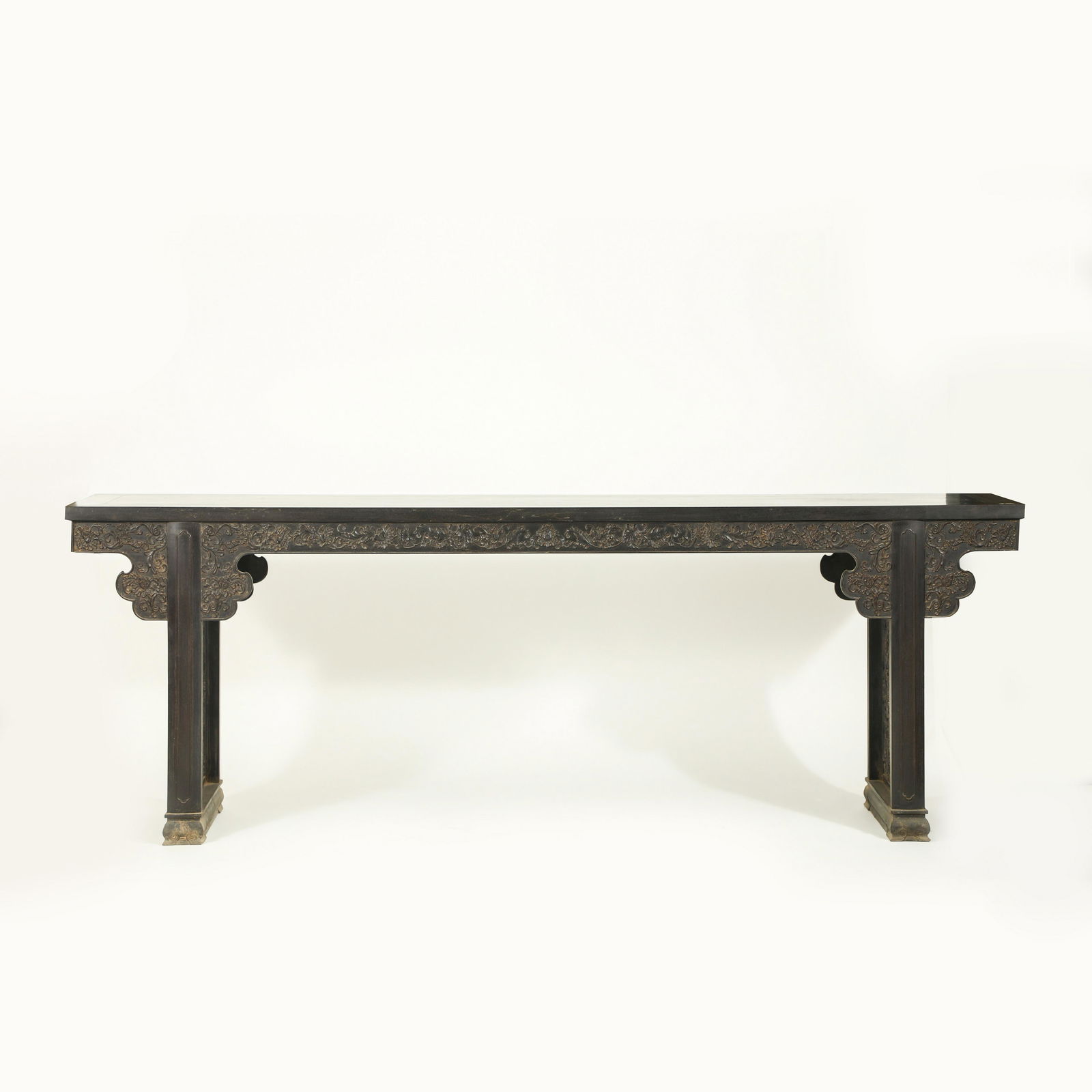 ANTIQUE ZITAN CARVED FLORAL RELIEFS ALTAR TABLE (1 of 10)
