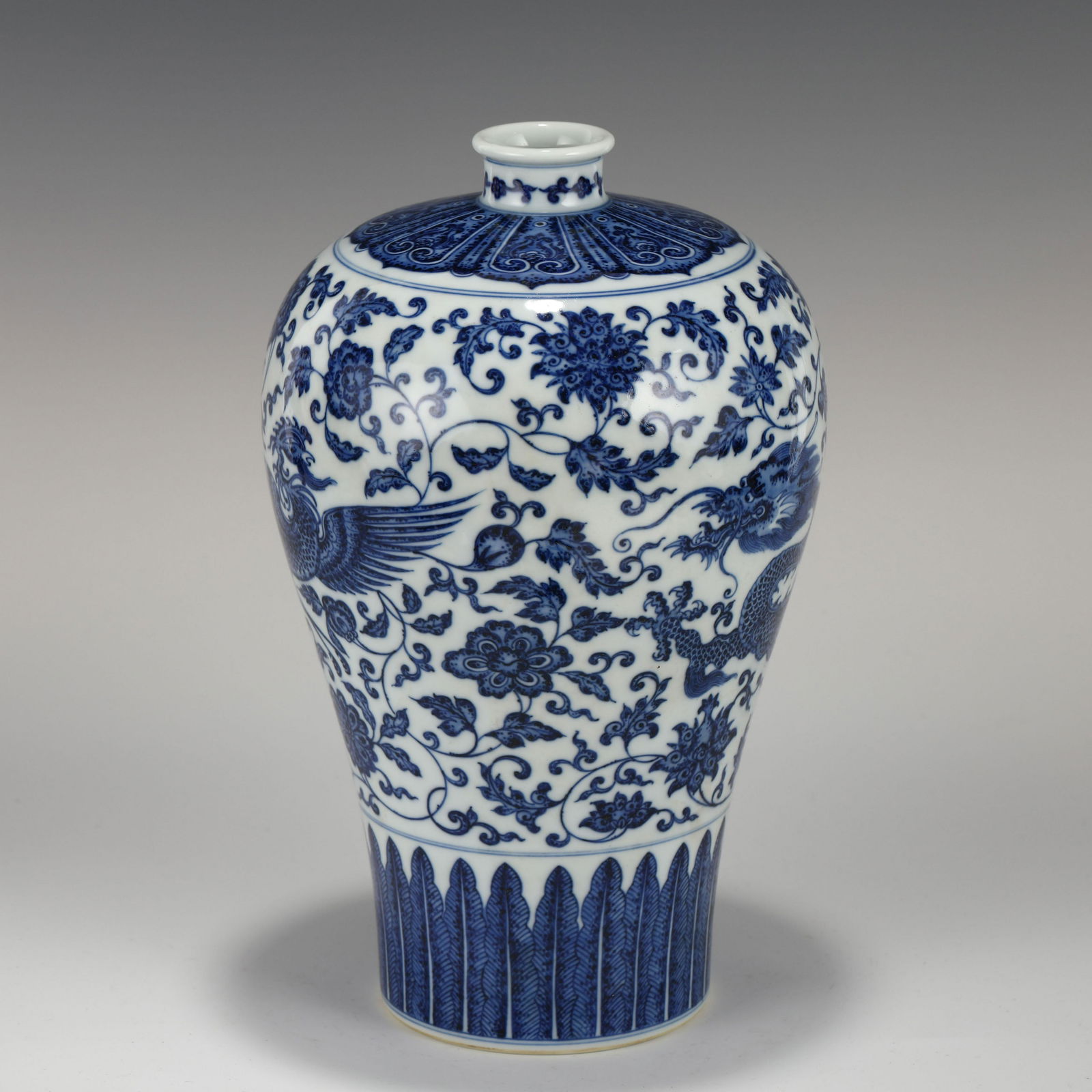 YONGZHENG BLUE & WHITE DRAGON PHOENIIX PORCELAIN PLUM (1 of 10)