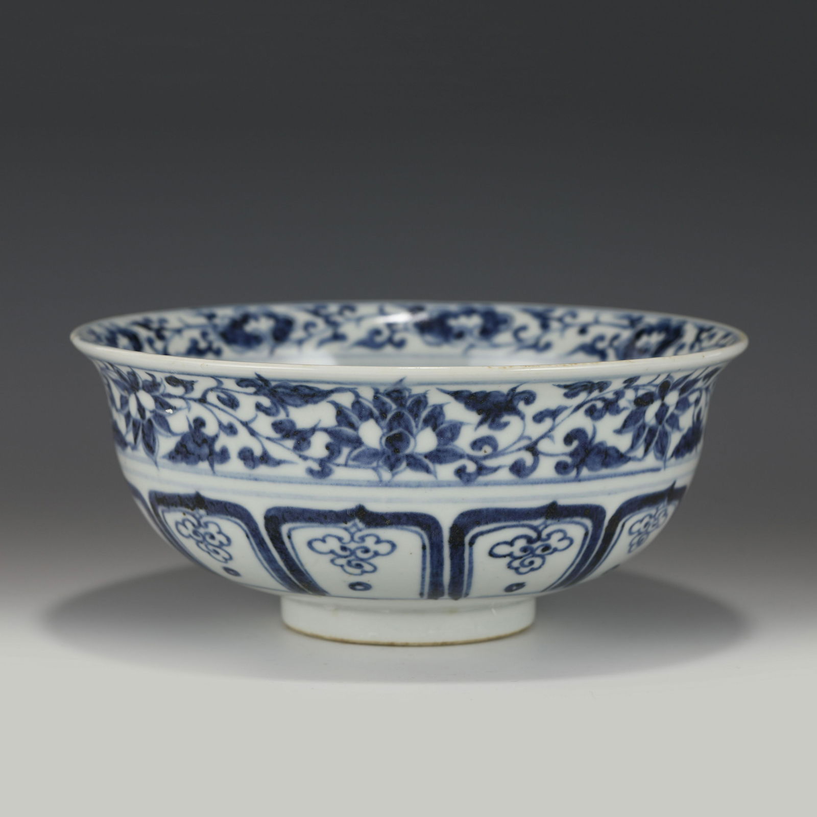 YUAN DYNASTY BLUE & WHITE FLOWER PORCELAIN BOWL (1 of 10)