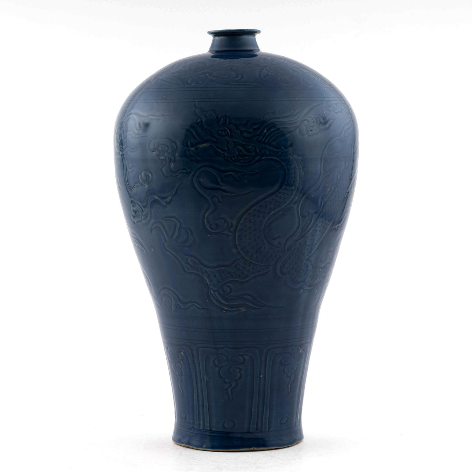 MING BLUE MONOCHROME GLAZED MEIPING JAR (1 of 8)