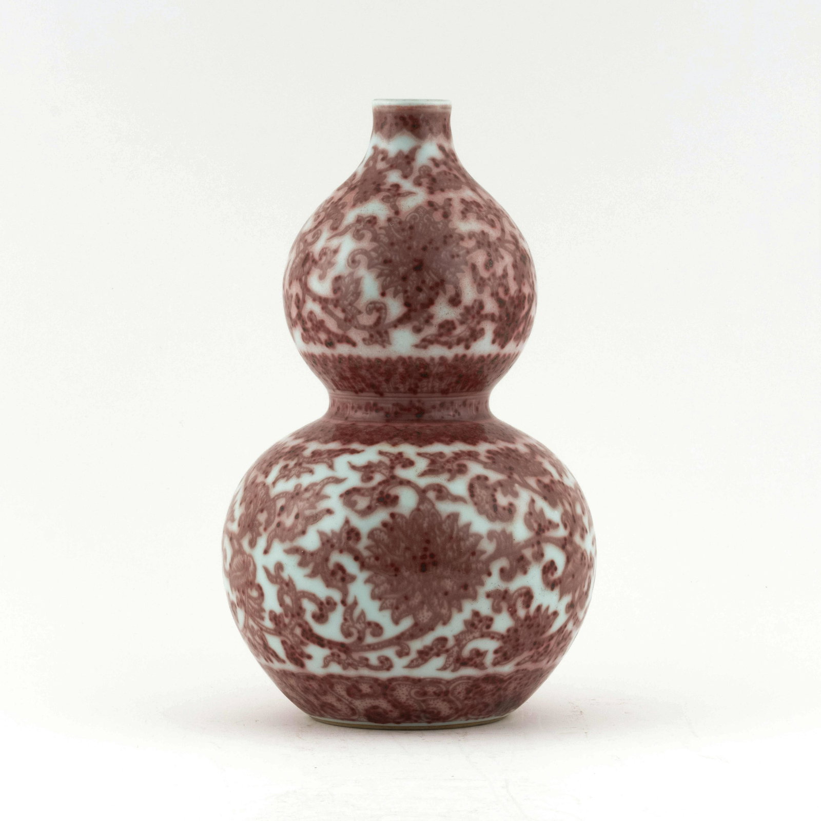 QING RED & WHITE WRAPPED FLORAL DOUBLE GOURD VASE (1 of 9)