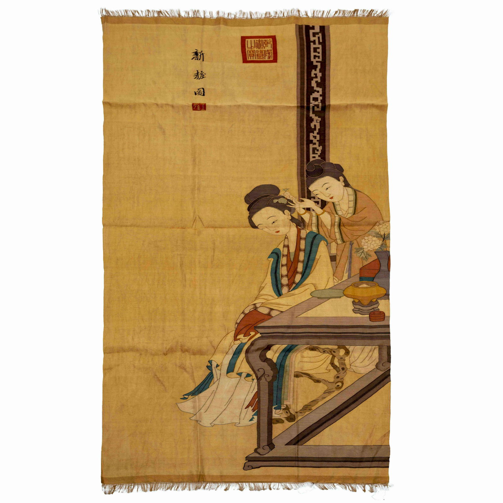 CHINESE SILK KESI OF FEMALE FIGURES (1 of 6)