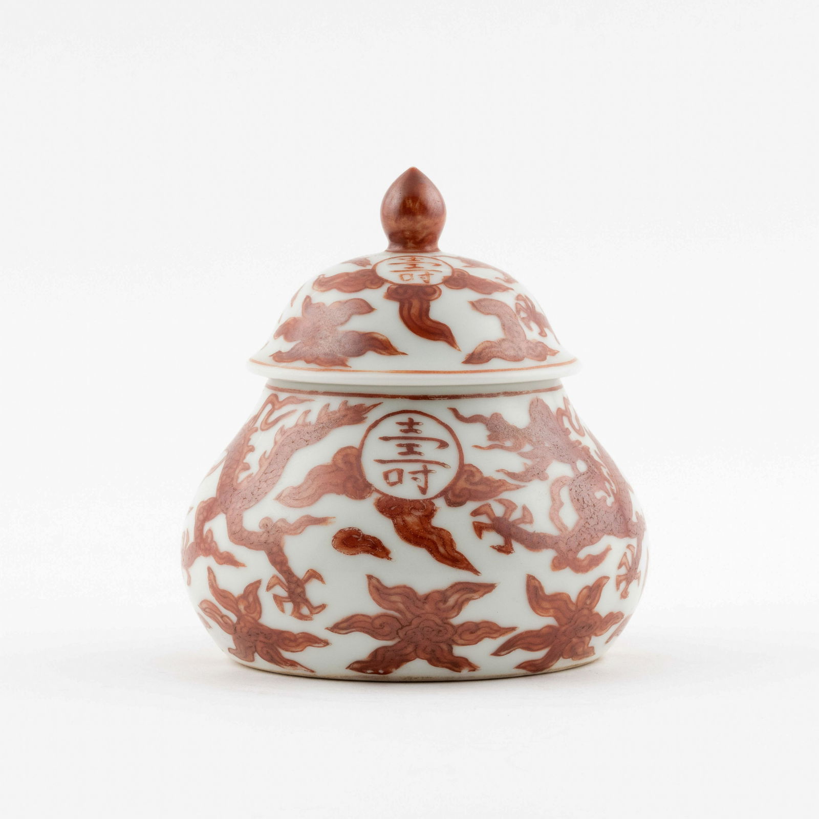 MING JIAJING RED DRAGON PEAR SHAPE LIDDED JAR (1 of 9)