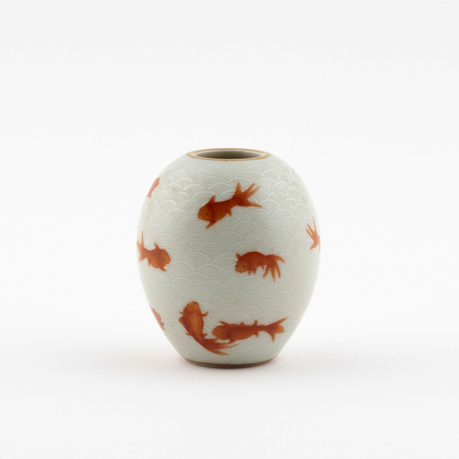 QING RED FISHES MOTIF PORCELAIN WATER POT (1 of 7)