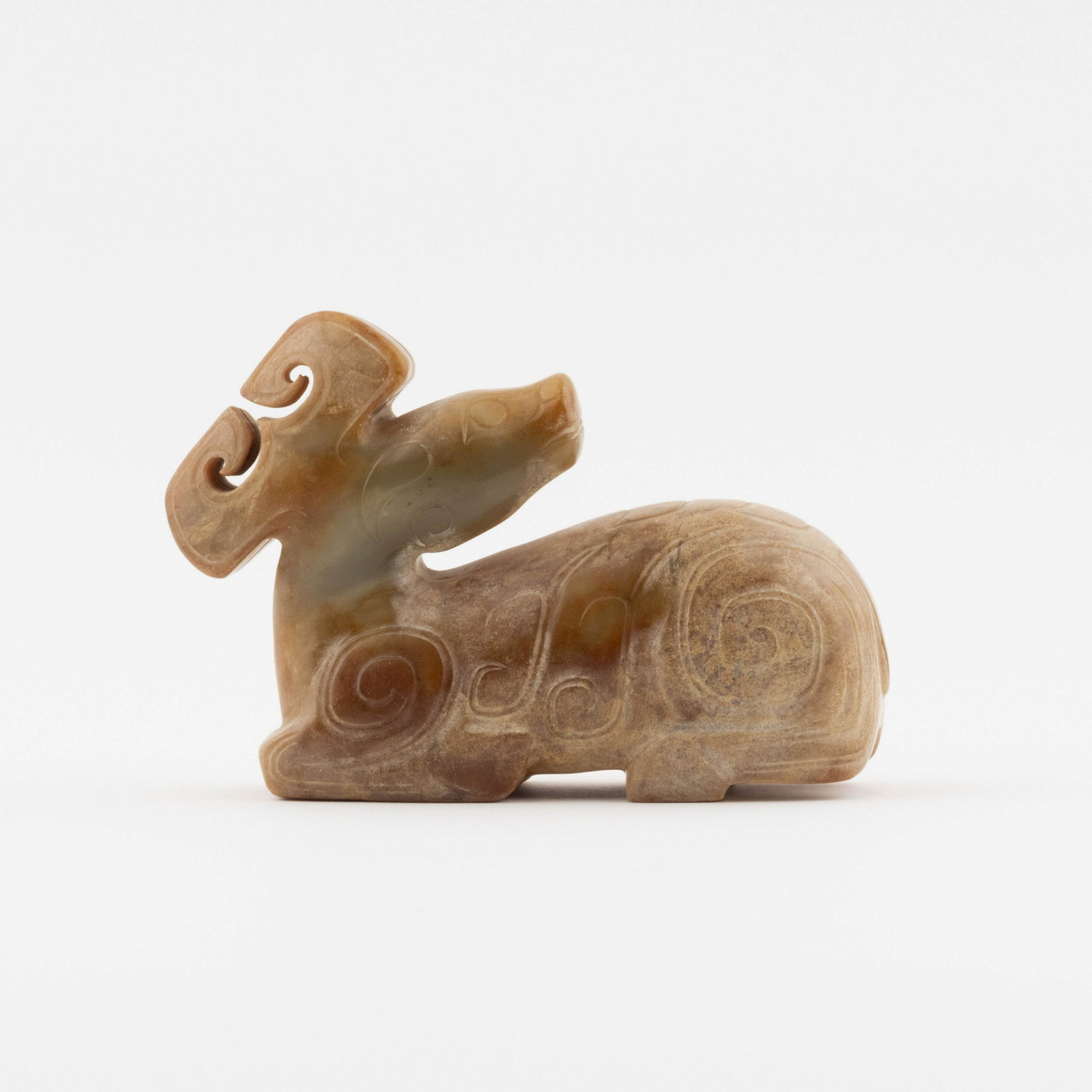 HAN DYNASTY JADE DEER EFFIGY: Measurements: 3.375in x4.875in x 1.75in Chinese Han Dynasty Jade Deer Effigy.