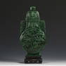 GREEN JADE BOTTLE VASE ON STAND