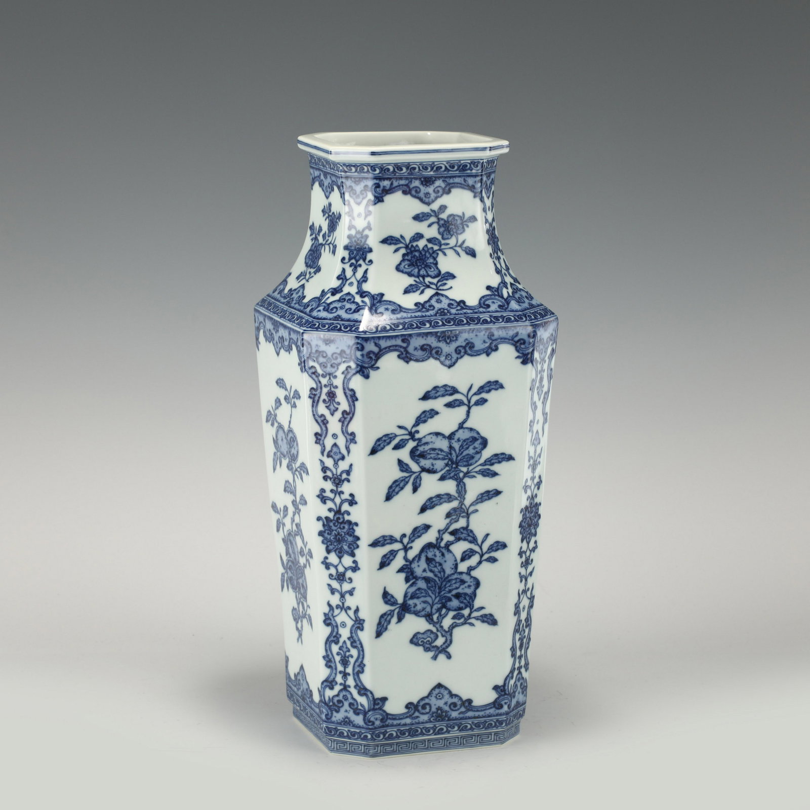 QING YONGZHENG BLUE AND WHITE OCTAGONAL VASE (1 of 10)