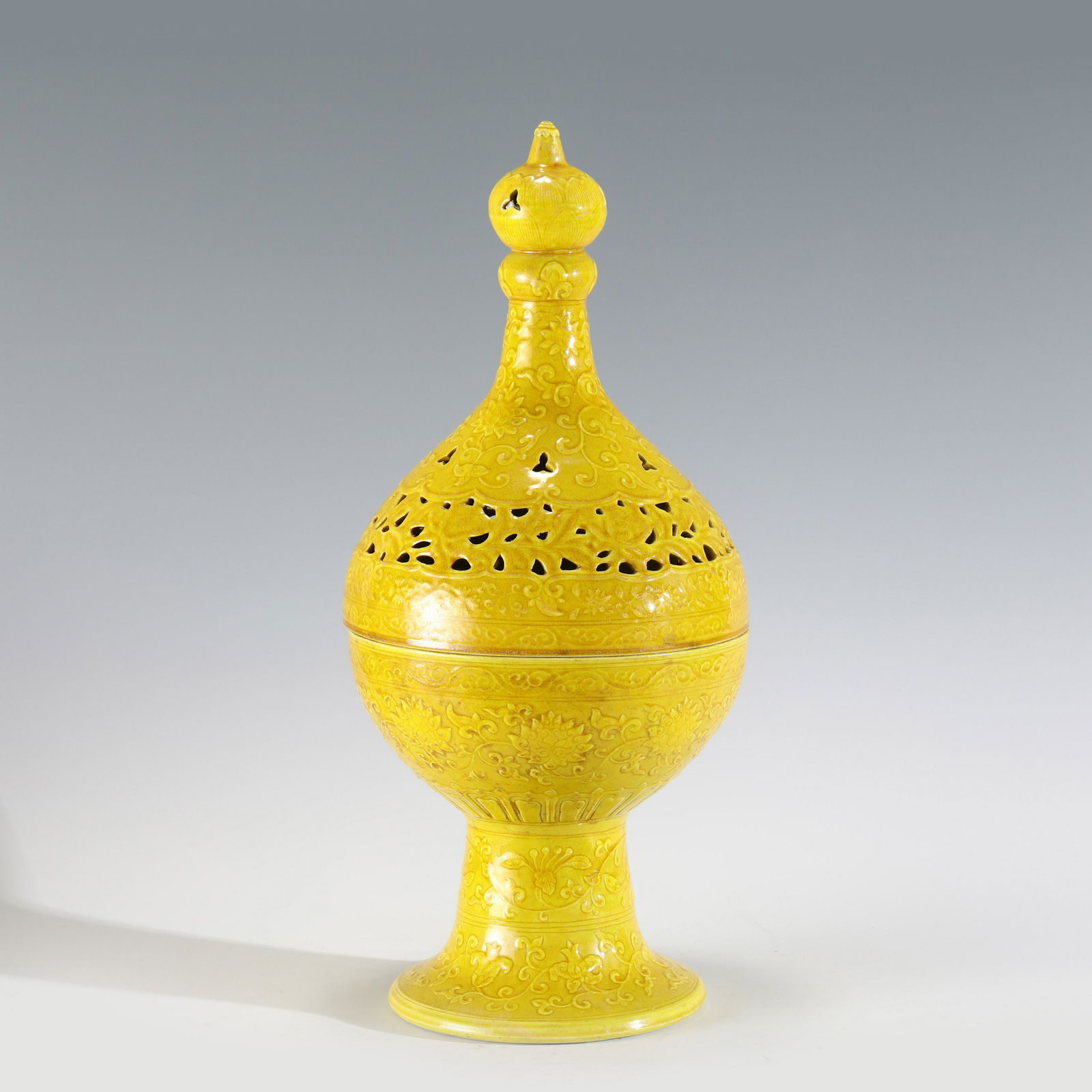 MING YELLOW GLAZED INCENSE BURNER (1 of 9)