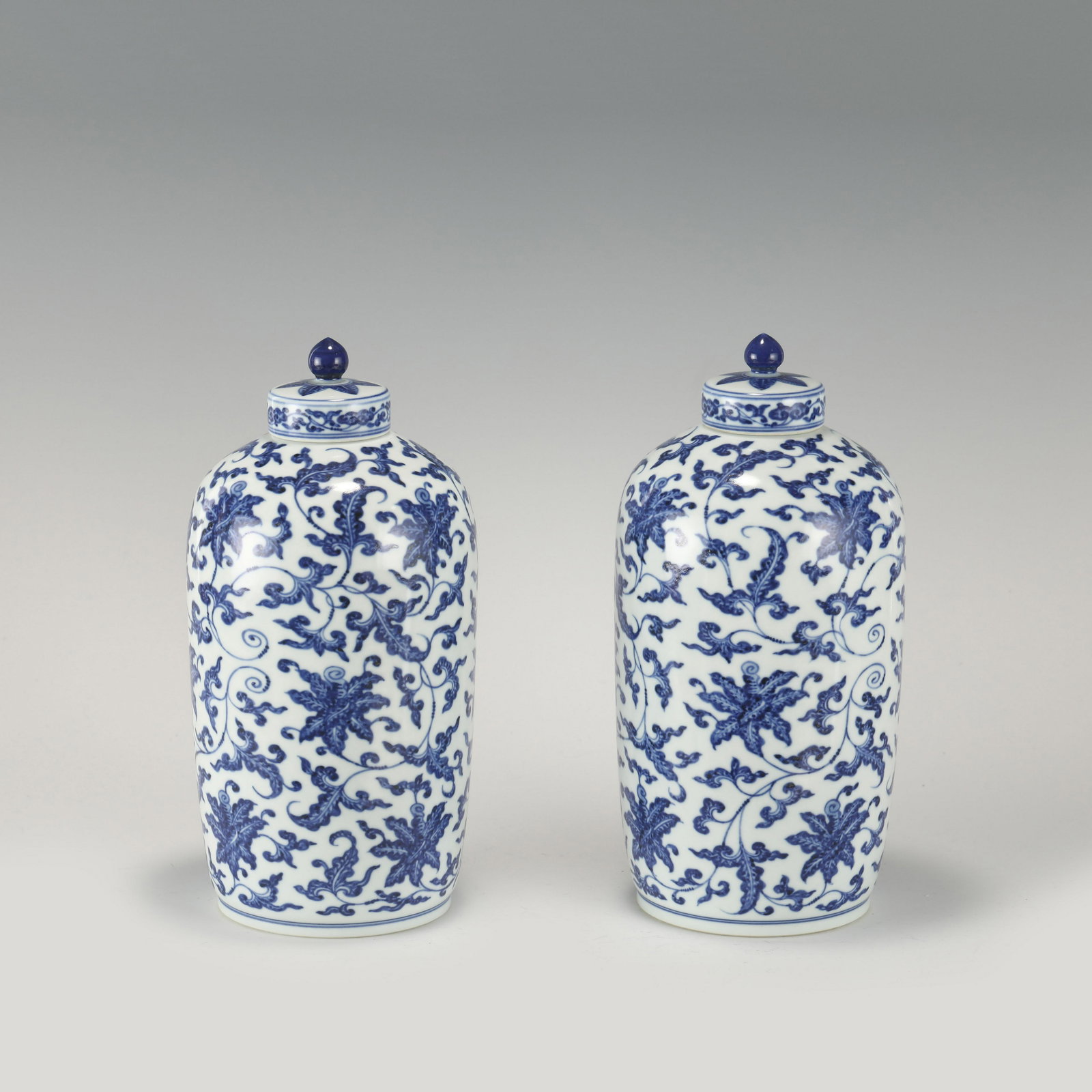 PAIR QING YONGZHENG BLUE AND WHITE LIDDED JARS (1 of 10)