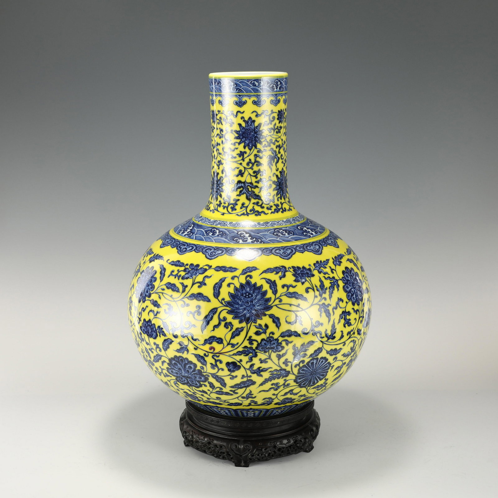 QING YONGZHENG BLUE ON YELLOW-GLAZED CELESTIAL VASE (1 of 10)