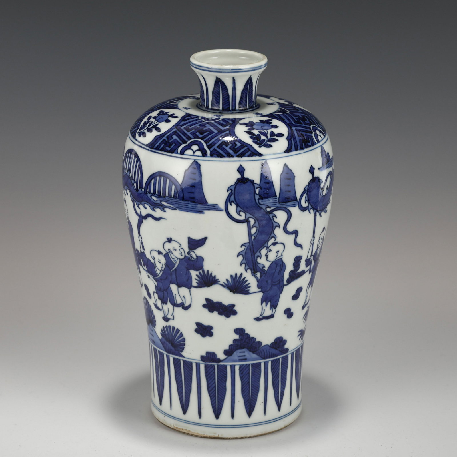 MING BLUE & WHITE CHILD PORCELAIN PLUM BOTTLE VASE (1 of 10)