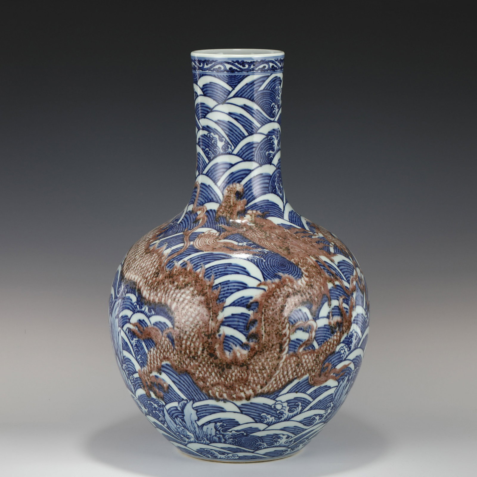 LARGE BLUE & RED DRAGON CELESTIAL VASE (1 of 10)
