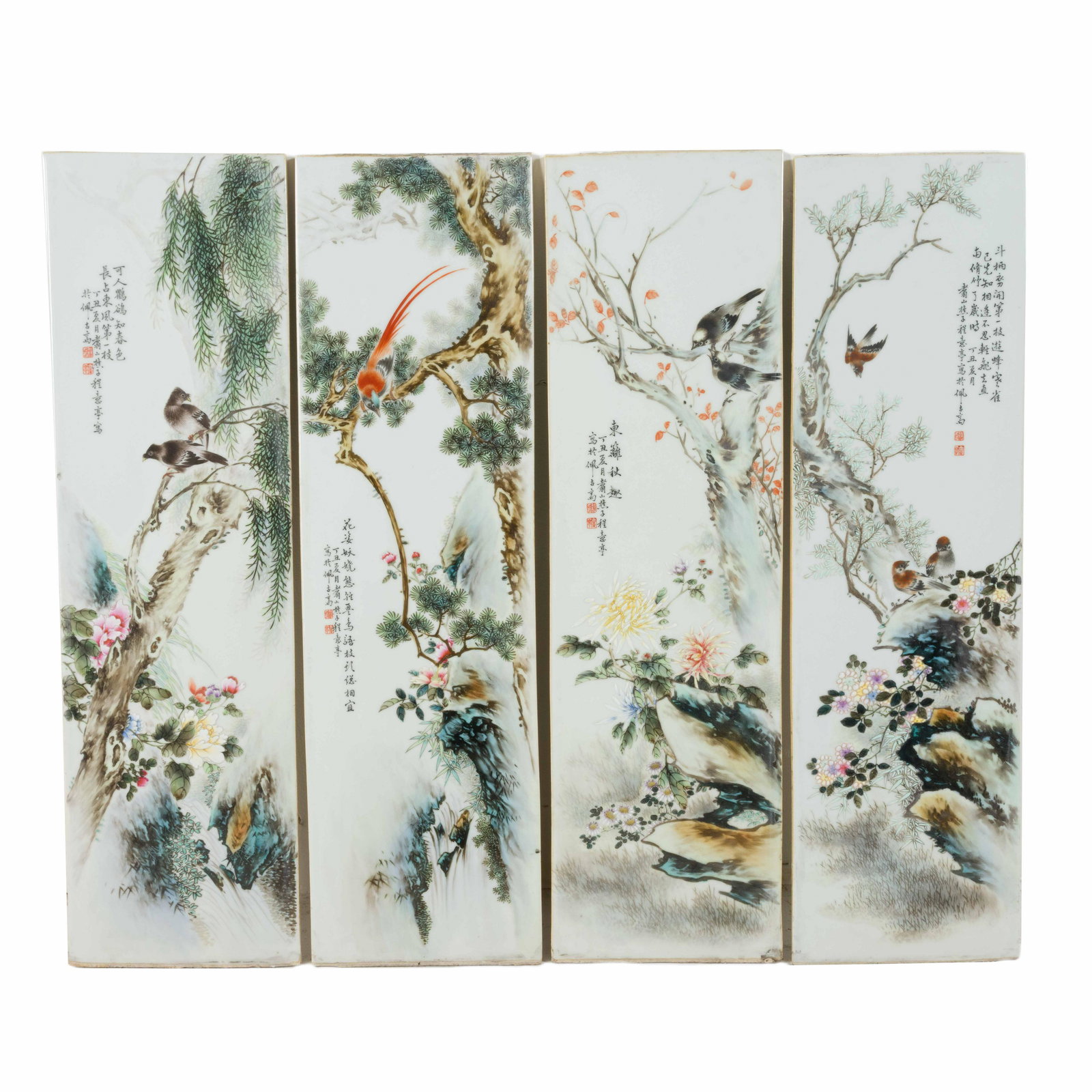 SET OF 4 REPUBLIC PERIOD PORCELAIN PAINTING PLAQUES (1 of 6)