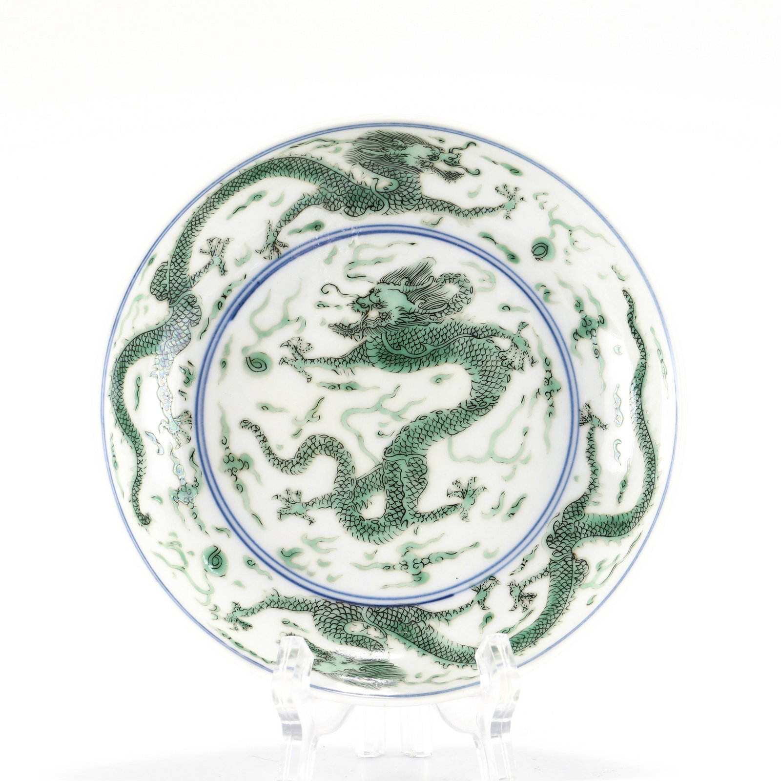 QING KANGXI GREEN DRAGON PLATE (1 of 10)