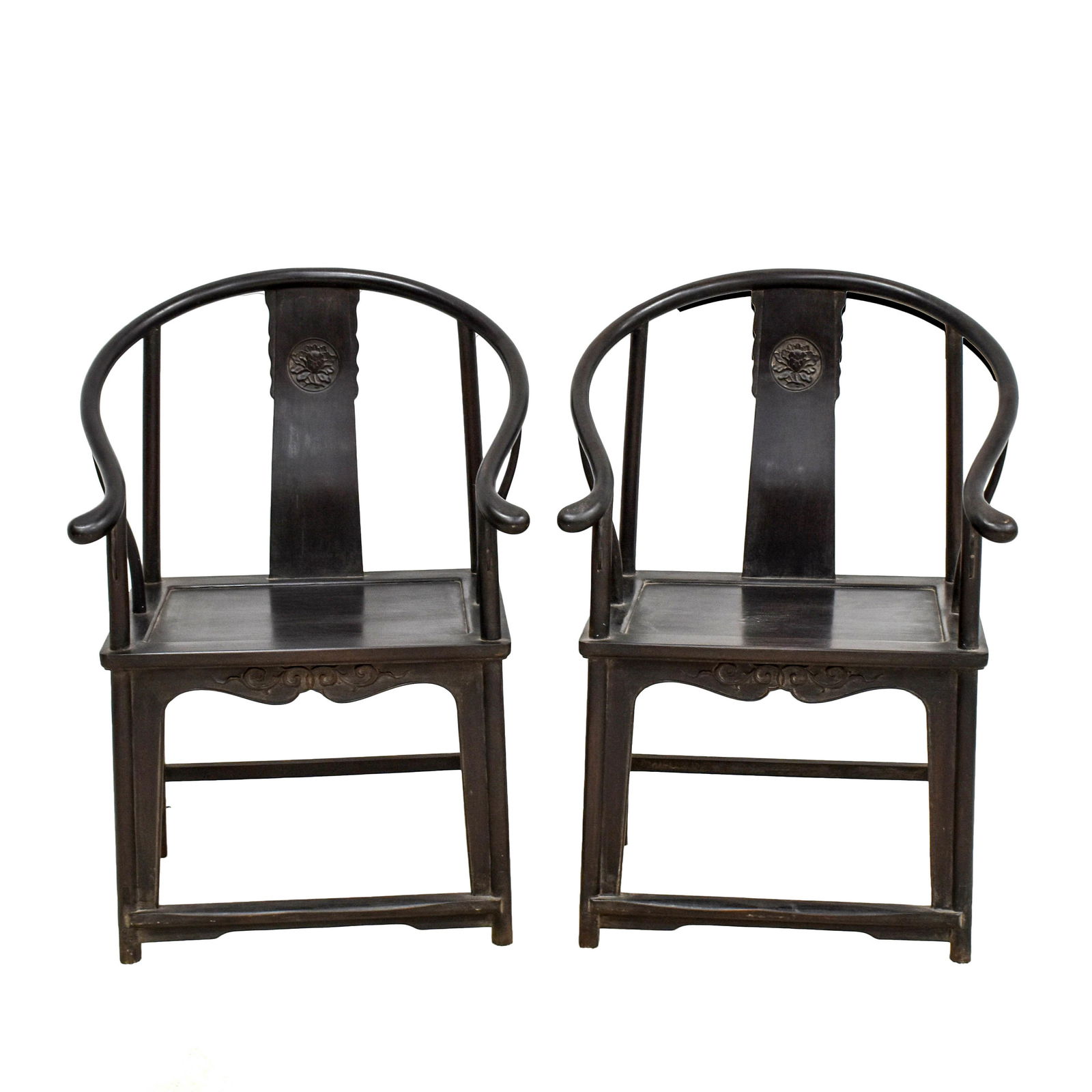 PAIR OF ZITAN HORSESHOE BACK ARM CHAIRS, QUANYI (1 of 10)